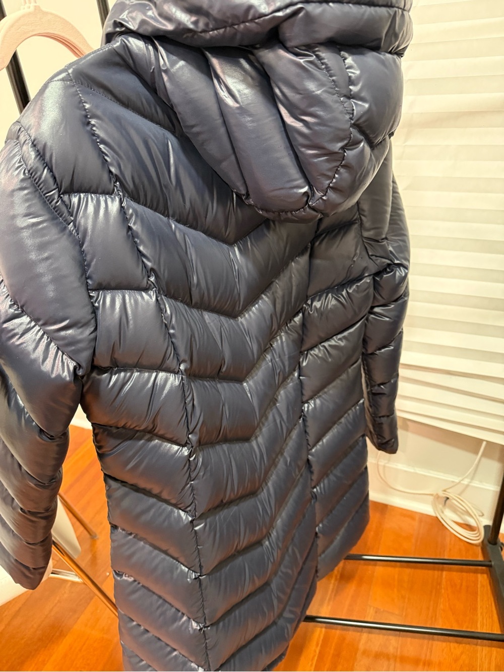 Moncler Dark Navy Quilted Hooded Long Puffer Coat - Picture 3 of 12